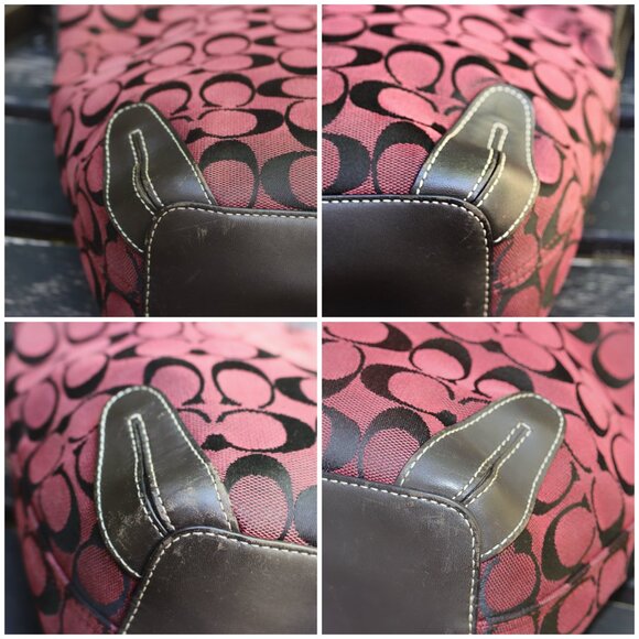 Coach Vintage Y2K - Signature and Leather Bucket Bag 6076 in Bordeaux Jacquard - Picture 13 of 14